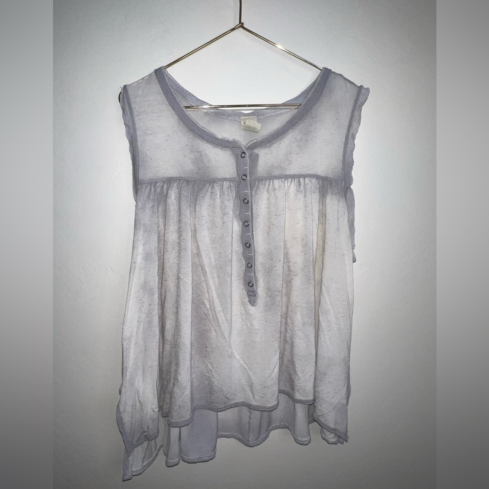 We The Free Sheer linen‎ blend Sleeveless Button-Front XS Camisole in Light Gray
